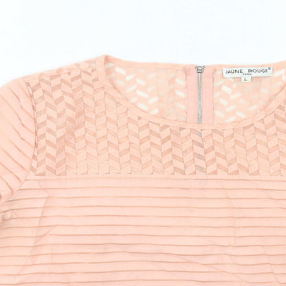 Womens UK Size L Jaune Rouge Pink Basic T-Shirt