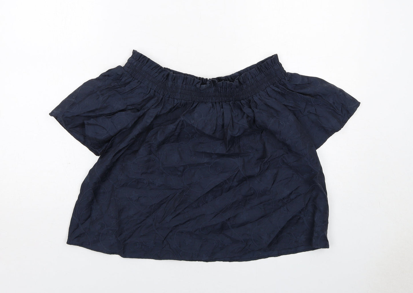 Jack Wills Womens Blue Cotton Basic Blouse Size 10 Boat Neck