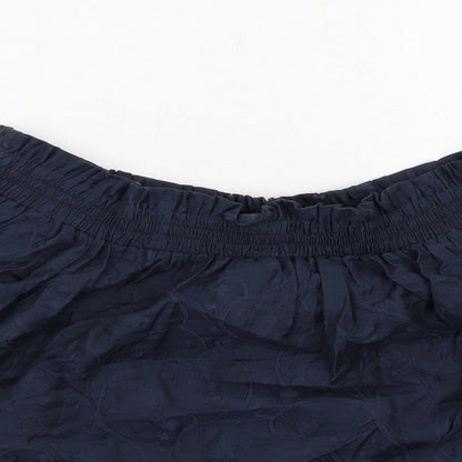 Jack Wills Womens Blue Cotton Basic Blouse Size 10 Boat Neck