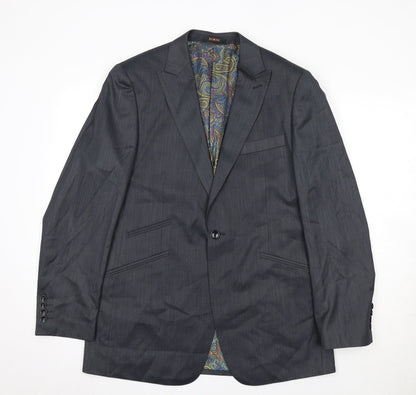 Pamoni Mens Grey Polyester Jacket Suit Jacket Size 40 Regular