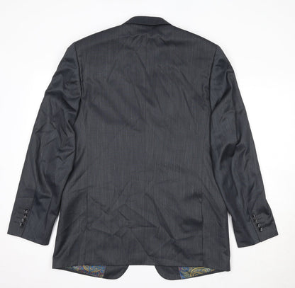 Pamoni Mens Grey Polyester Jacket Suit Jacket Size 40 Regular