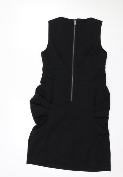 Soaked in Luxury Womens Black Polyester Shift Size M Round Neck Zip