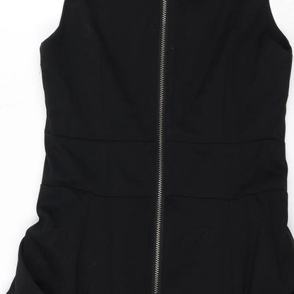 Soaked in Luxury Womens Black Polyester Shift Size M Round Neck Zip