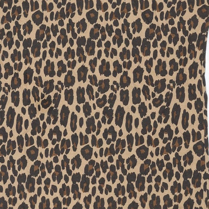 NEXT Womens Brown Animal Print Cotton Mini Size 10 Round Neck Pullover - Leopard Print