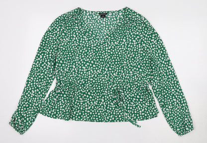 Womens UK Size XS Monki Green Basic Blouse