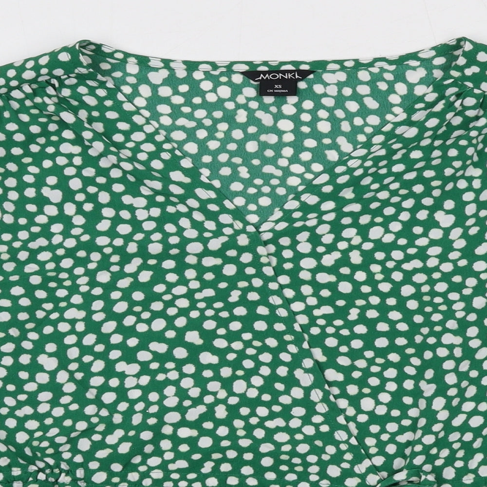 Womens UK Size XS Monki Green Basic Blouse