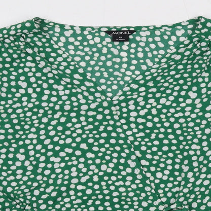 Womens UK Size XS Monki Green Basic Blouse