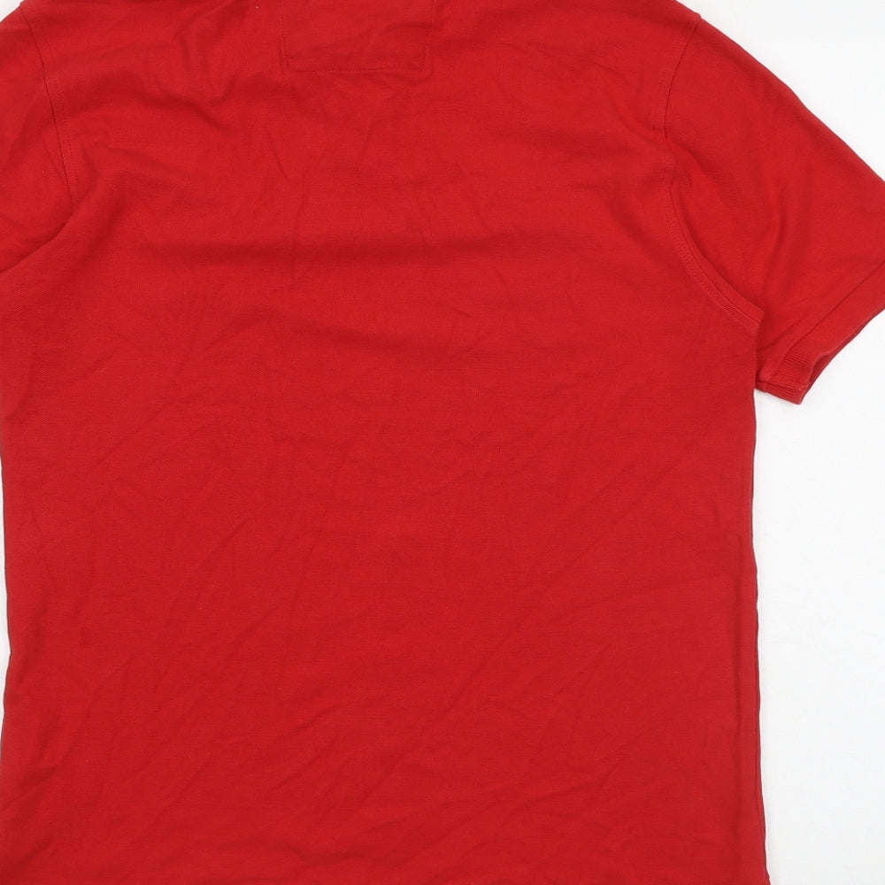 Blue Harbour Mens Red 100% Cotton Polo Size S Collared Button