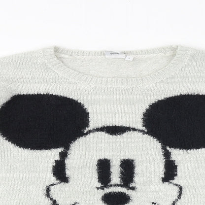 Mickey and Friends Womens Grey Round Neck Acrylic Pullover Jumper Size XS - Mickey Mouse