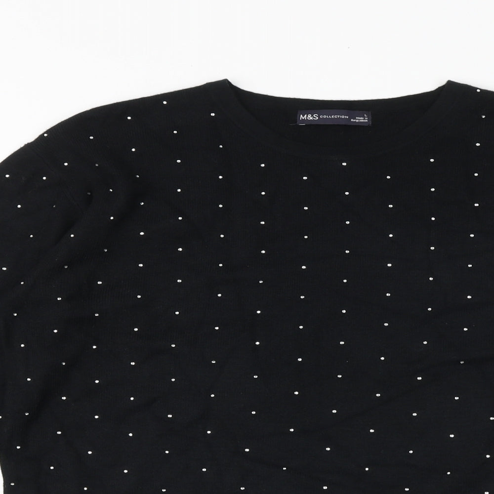 Womens UK Size L Marks and Spencer Black Pullover Jumper