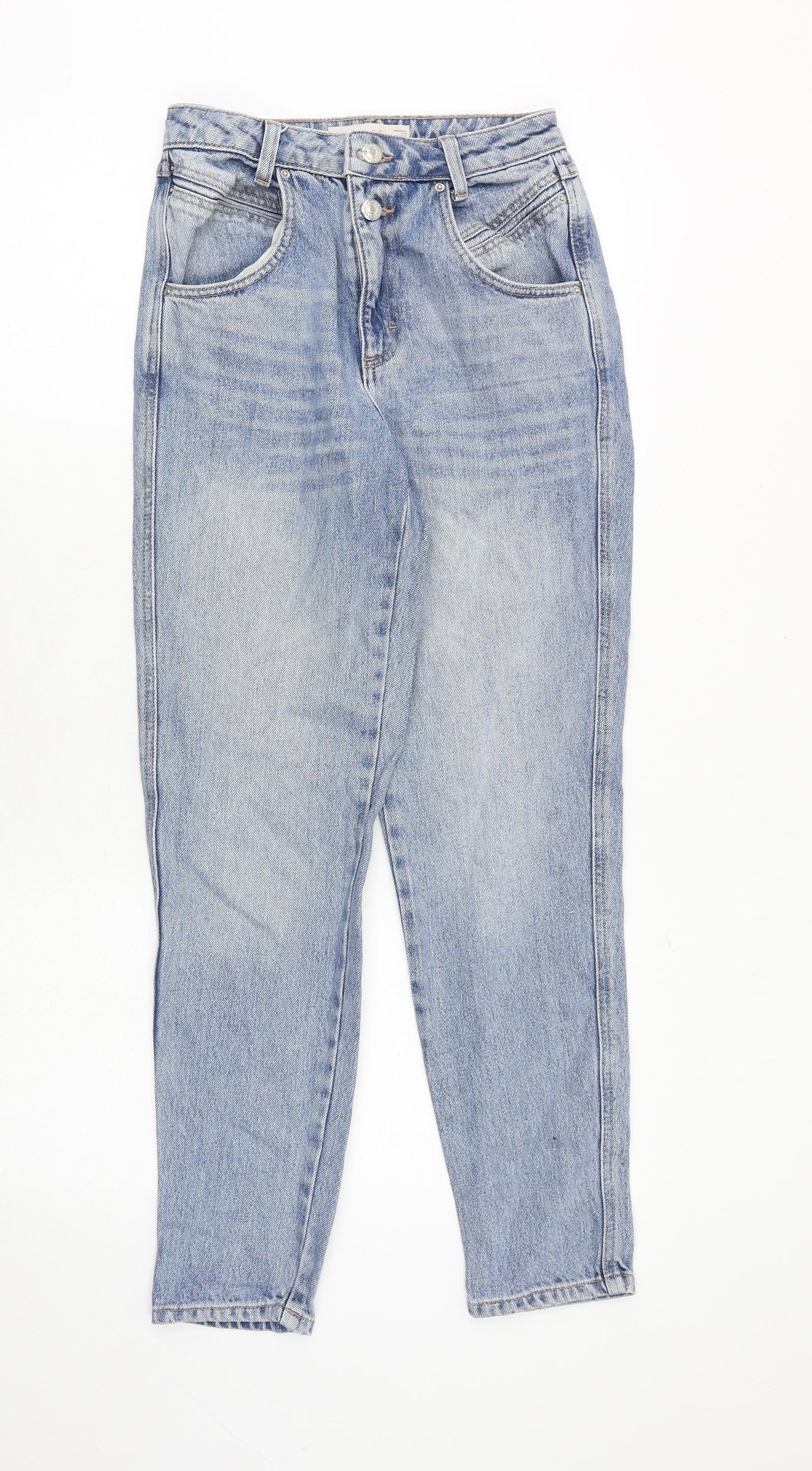 Topshop Womens Blue Cotton Skinny Jeans Size 25 in Regular Zip