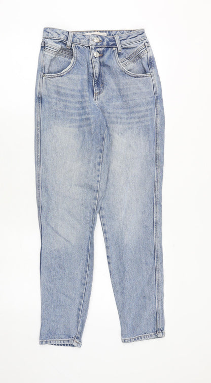 Topshop Womens Blue Cotton Skinny Jeans Size 25 in Regular Zip