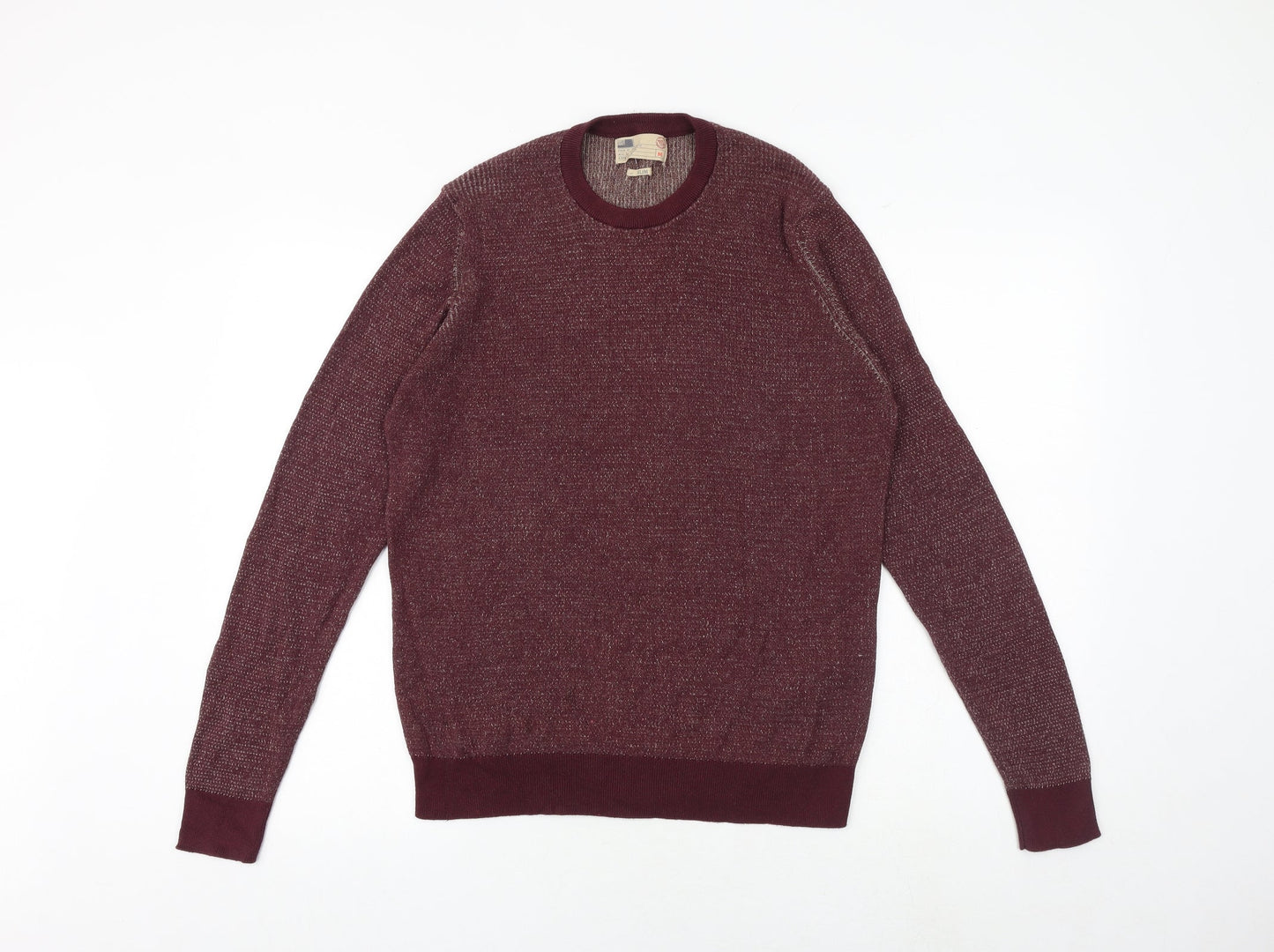 North Coast Mens Red Round Neck Cotton Pullover Jumper Size M Long Sleeve