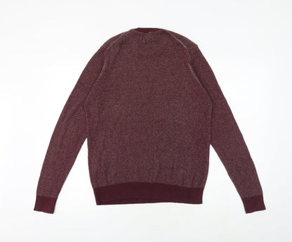 North Coast Mens Red Round Neck Cotton Pullover Jumper Size M Long Sleeve