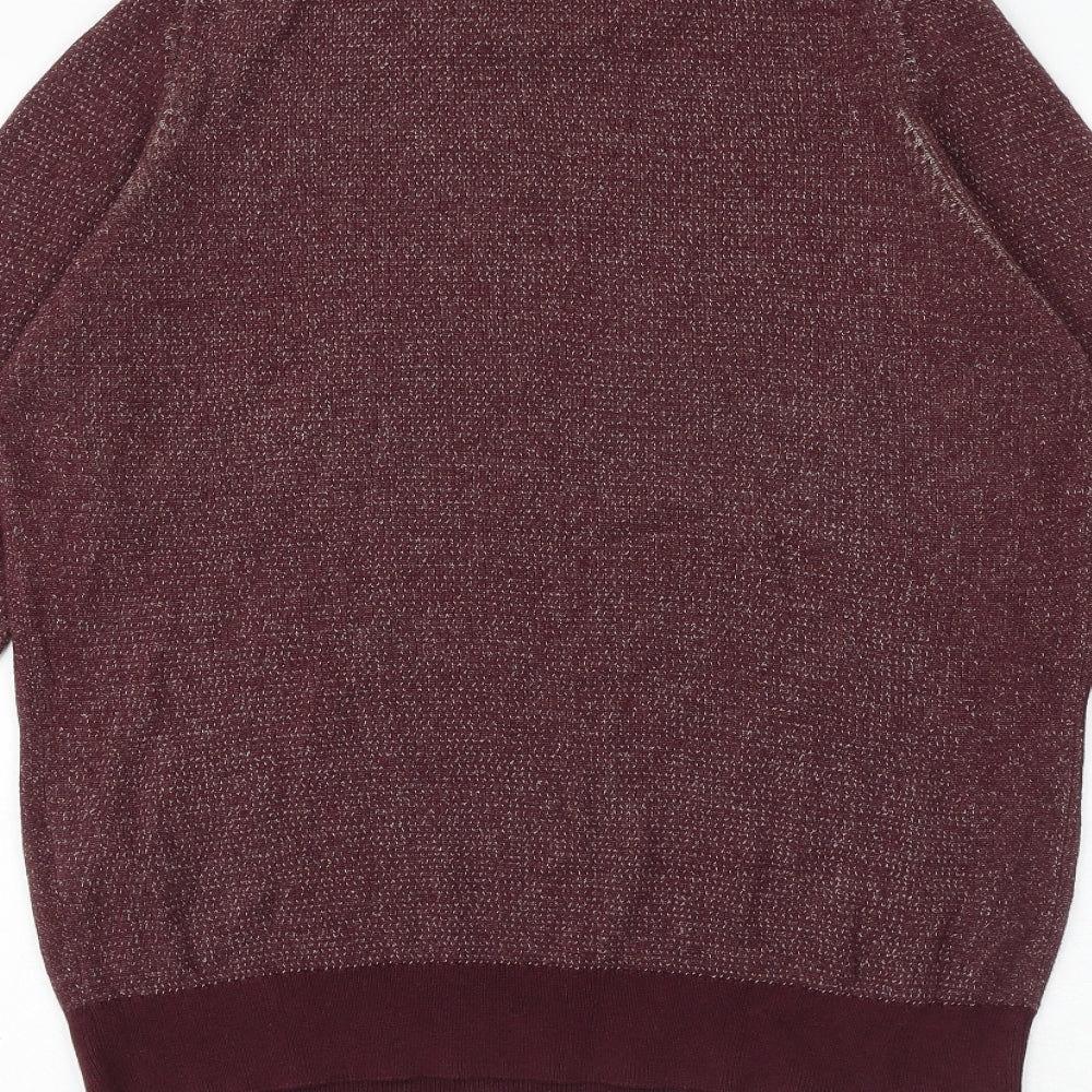 North Coast Mens Red Round Neck Cotton Pullover Jumper Size M Long Sleeve