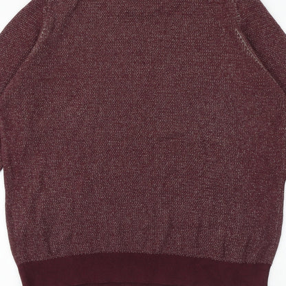 North Coast Mens Red Round Neck Cotton Pullover Jumper Size M Long Sleeve