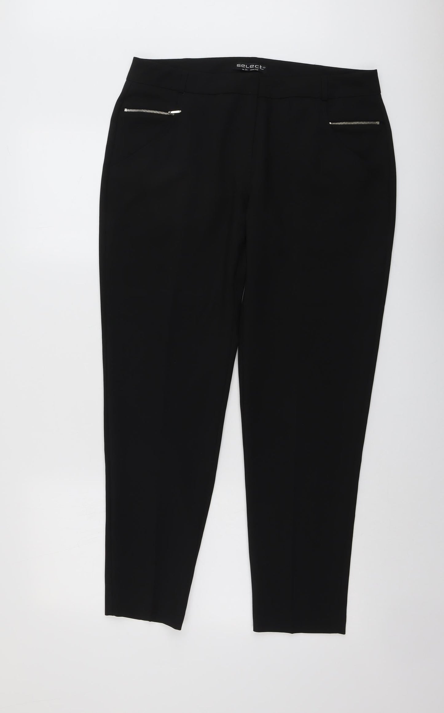 Womens UK Size 14 Select Regular Fit Carrot Black Trousers