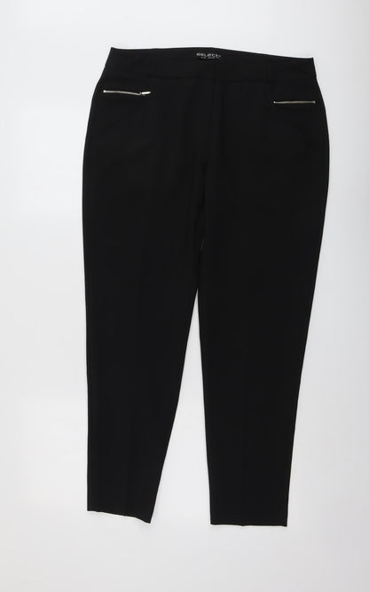 Womens UK Size 14 Select Regular Fit Carrot Black Trousers