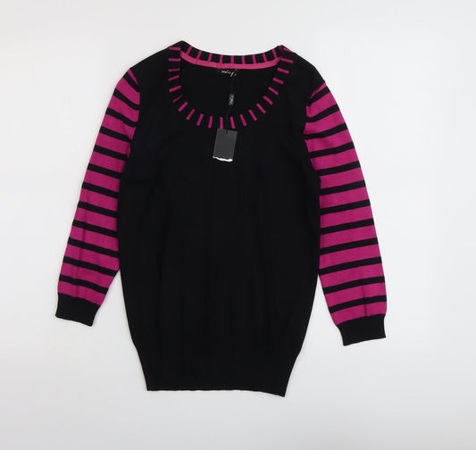 M&Co Womens Black Scoop Neck Viscose Pullover Jumper Size 10