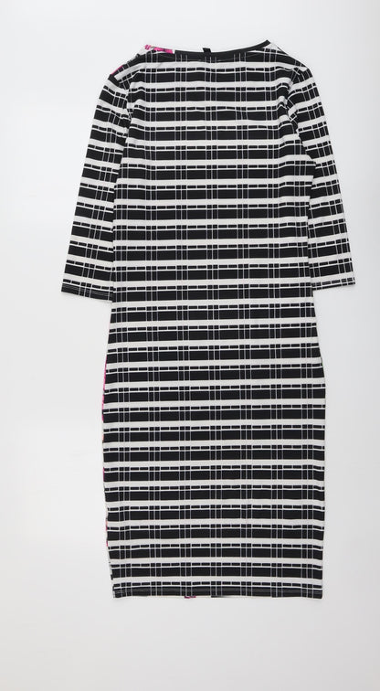 Topshop Womens Multicoloured Geometric Polyester A-Line Size 12 Round Neck Pullover