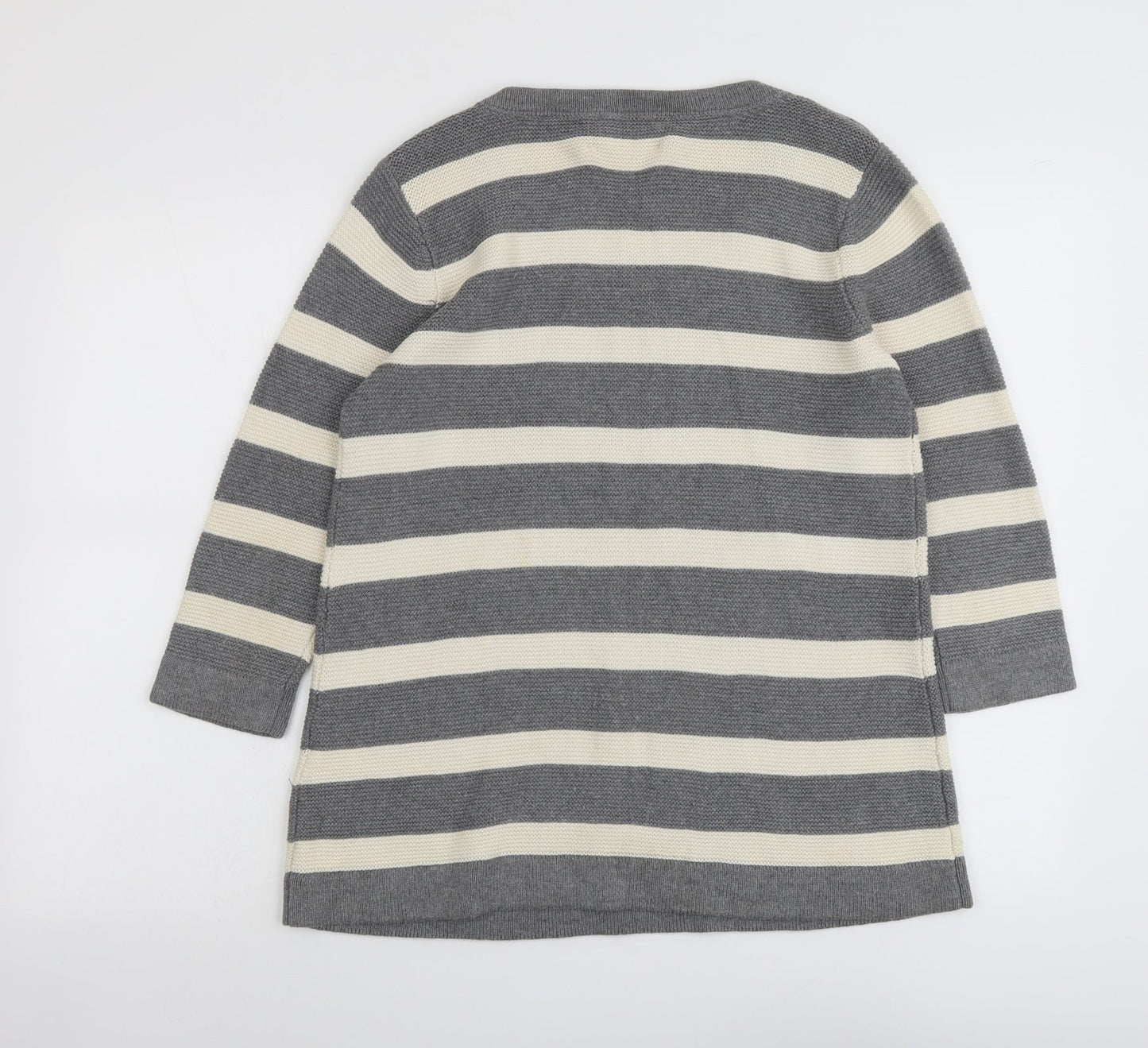 Fenn Wright Manson Womens Grey Round Neck Striped Cotton Pullover Jumper Size 12