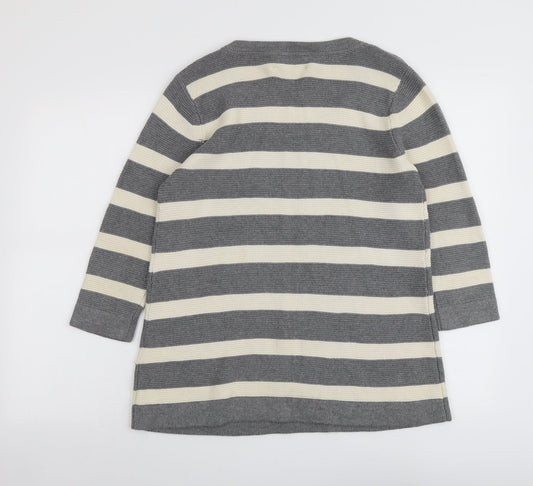 Fenn Wright Manson Womens Grey Round Neck Striped Cotton Pullover Jumper Size 12