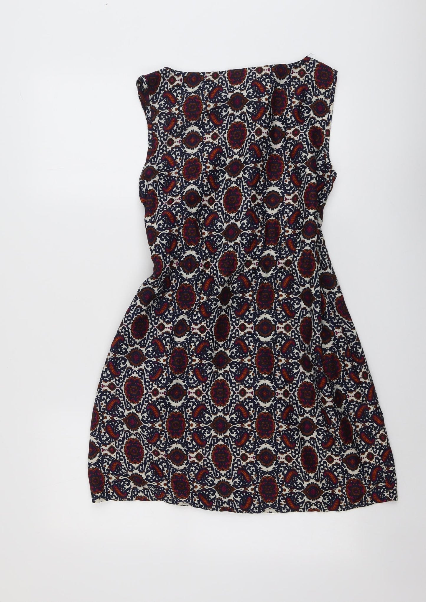 Mela London Womens Multicoloured Geometric Polyester A-Line Size 8 Round Neck Pullover