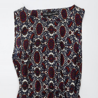 Mela London Womens Multicoloured Geometric Polyester A-Line Size 8 Round Neck Pullover