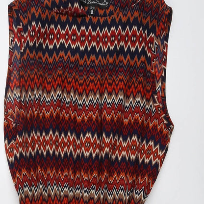 Mela London Womens Red Floral Polyester A-Line Size 8 Round Neck Pullover