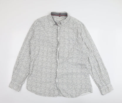 Mens UK Size 2XL Onfire White  Button-Up Long Sleeve Casual Shirt