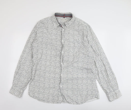 Mens UK Size 2XL Onfire White  Button-Up Long Sleeve Casual Shirt