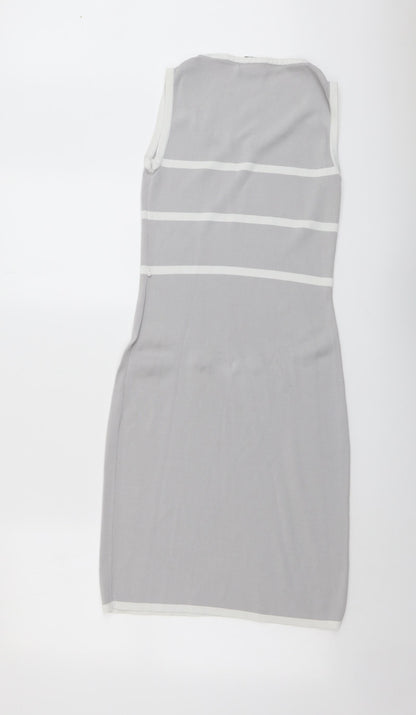 Grace Womens Grey Viscose A-Line Size S Round Neck Pullover