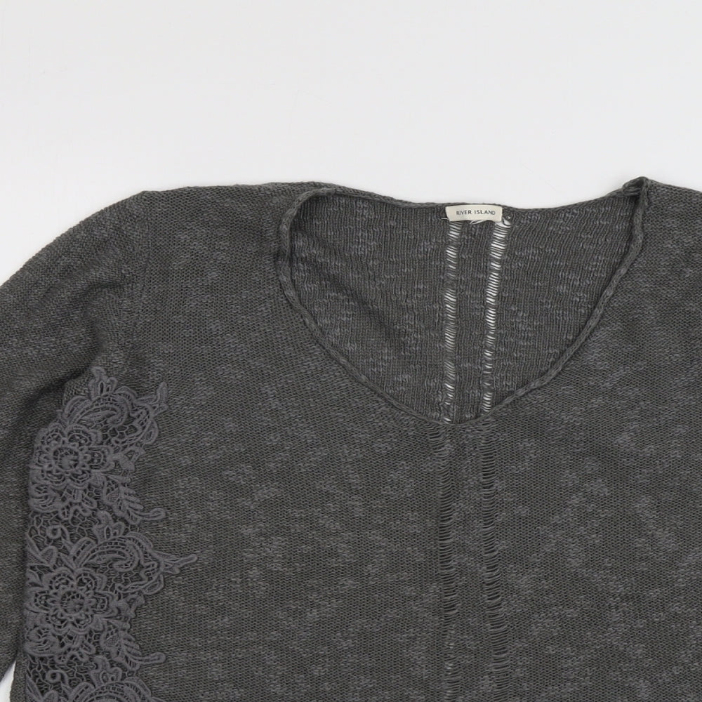 Womens UK Size 16 River Island Grey Pullover Jumper