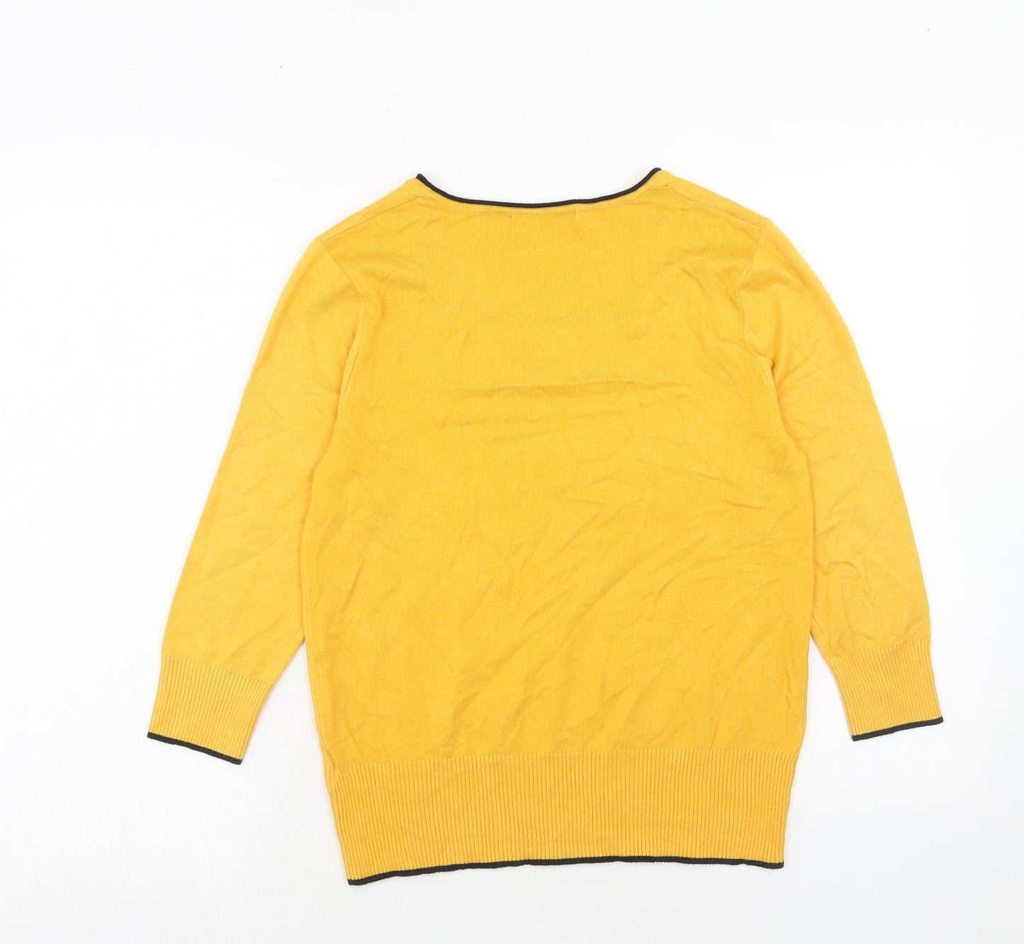 Just Elegance Womens Yellow Square Neck Viscose Pullover Jumper Size S