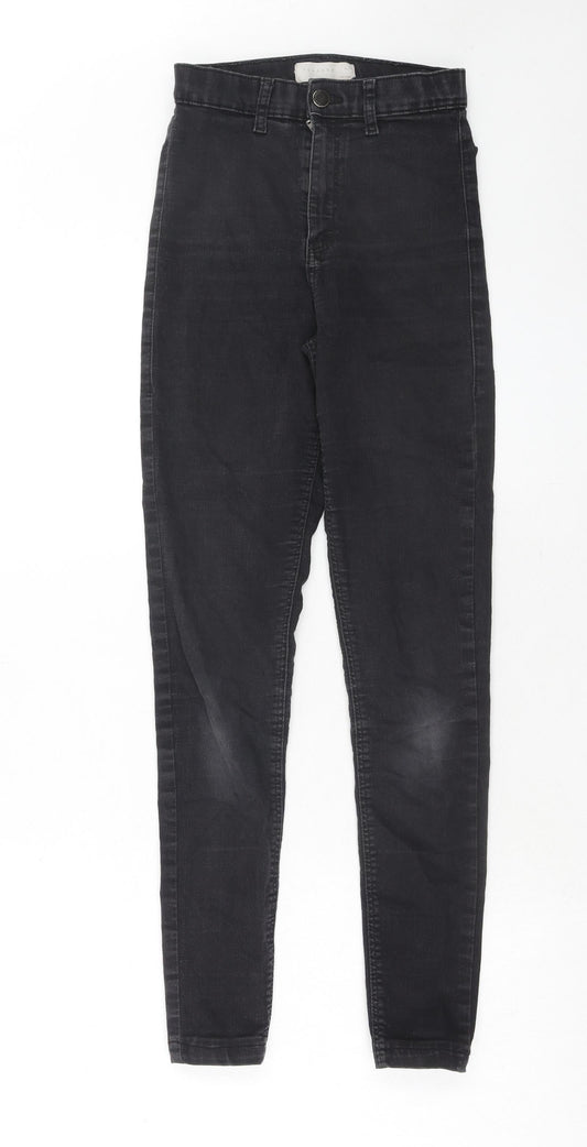 Topshop Womens Black Cotton Skinny Jeans Size 26 in L36 in Regular Zip