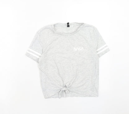 Womens UK Size XS H&M Grey Basic T-Shirt