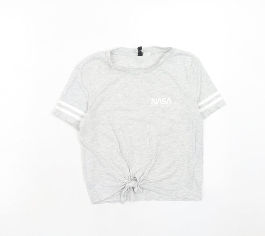 Womens UK Size XS H&M Grey Basic T-Shirt