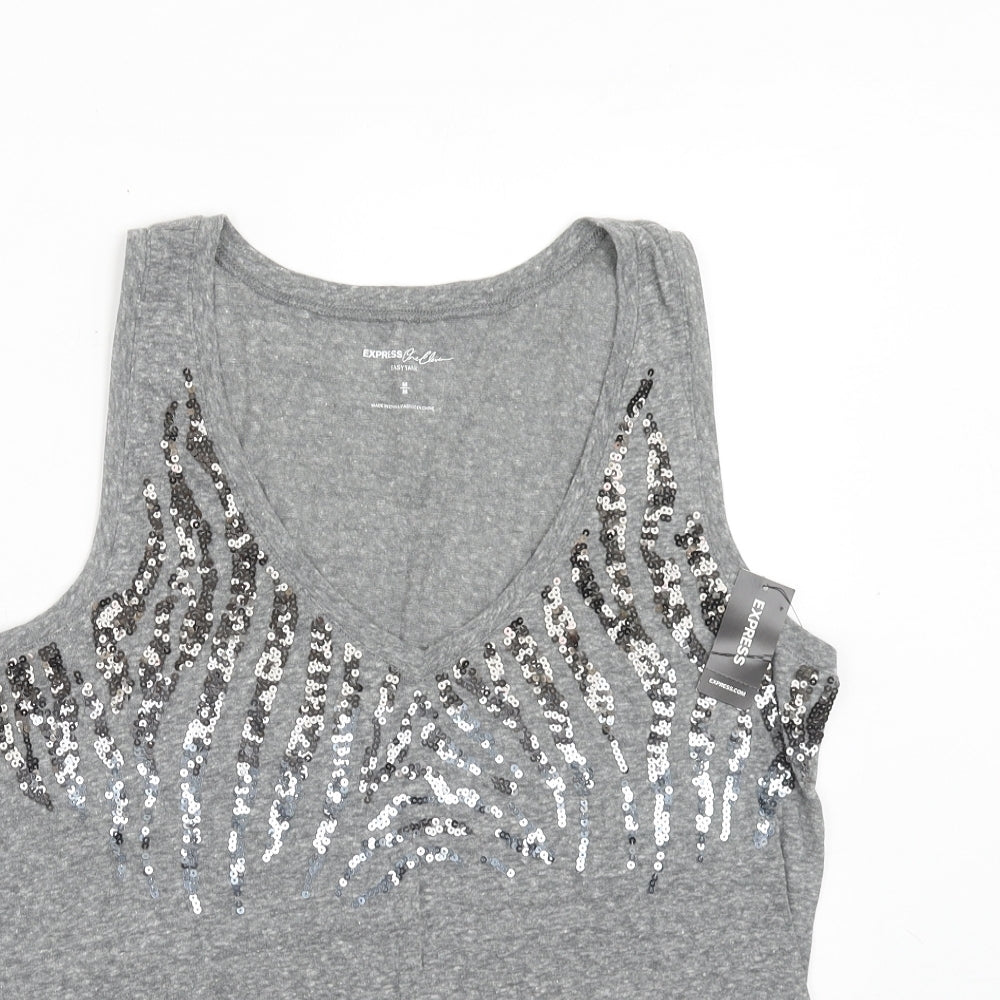 Womens UK Size M Express Grey Basic Tank