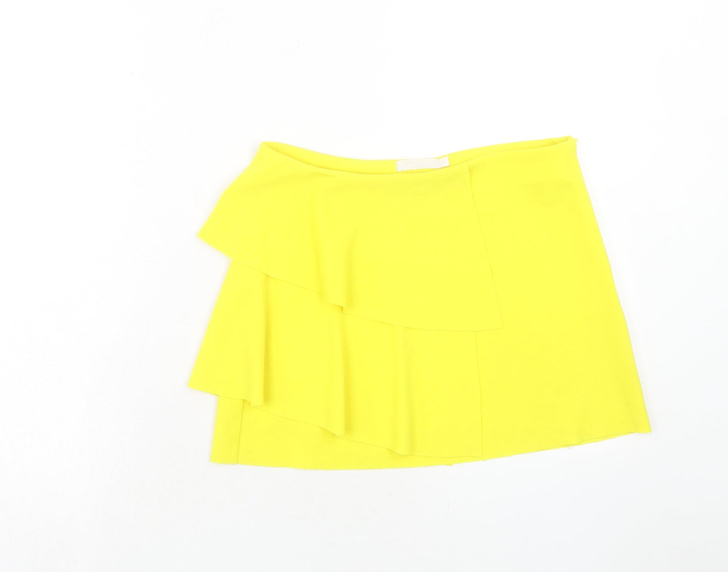 Vero & Lucy Womens Yellow Polyester Mini Skirt Size M Zip