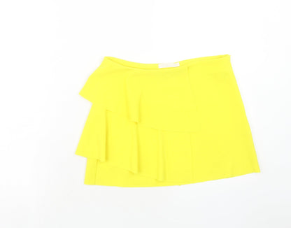 Vero & Lucy Womens Yellow Polyester Mini Skirt Size M Zip