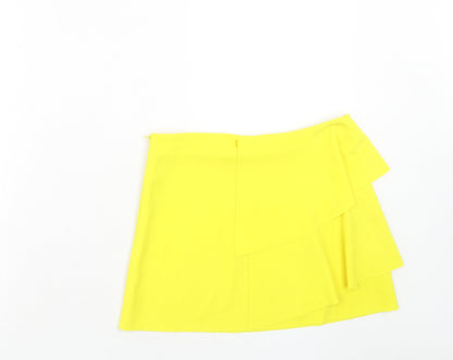 Vero & Lucy Womens Yellow Polyester Mini Skirt Size M Zip