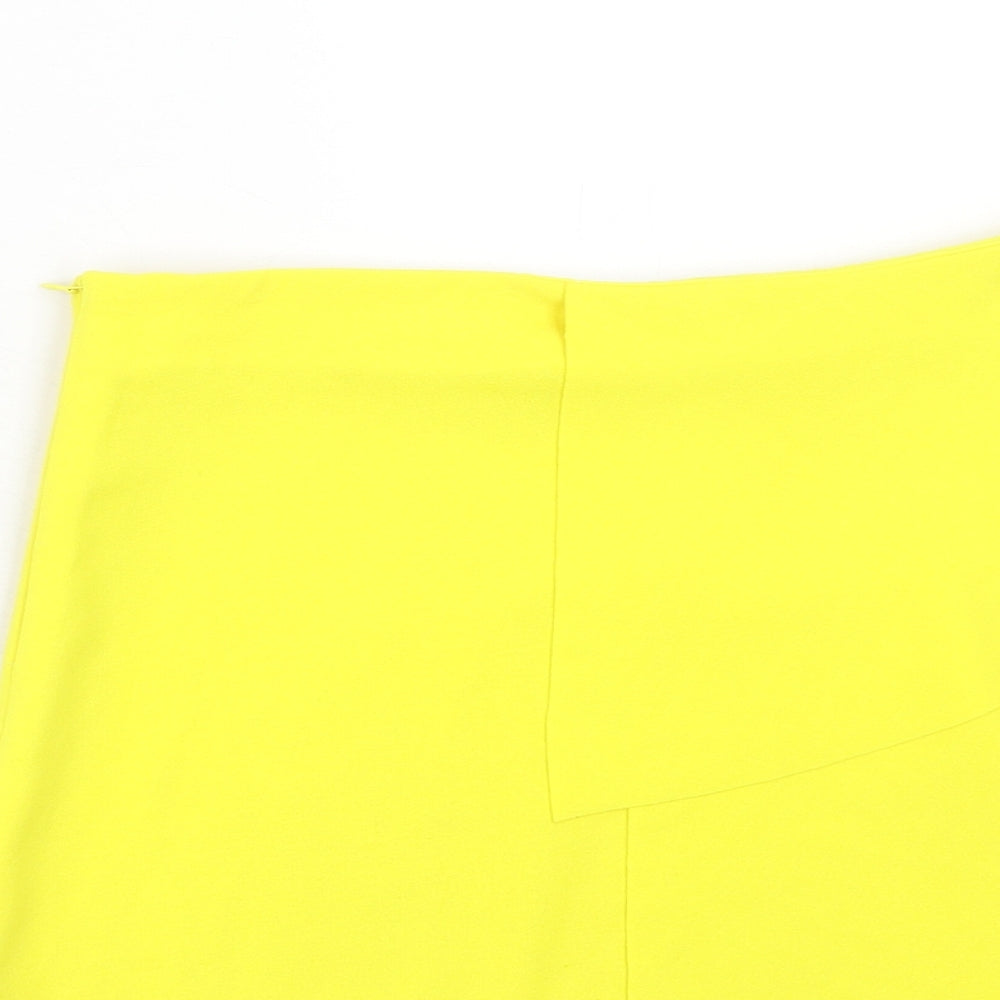 Vero & Lucy Womens Yellow Polyester Mini Skirt Size M Zip