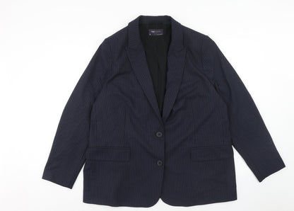 Marks and Spencer Womens Blue Pinstripe Polyester Jacket Suit Jacket Size 20