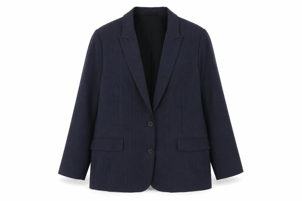Marks and Spencer Womens Blue Pinstripe Polyester Jacket Suit Jacket Size 20