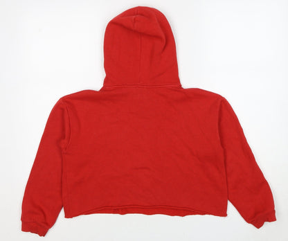 Disney Girls Red Cotton Pullover Hoodie Size 9-10 Years Pullover - Minnie Mouse Cropped
