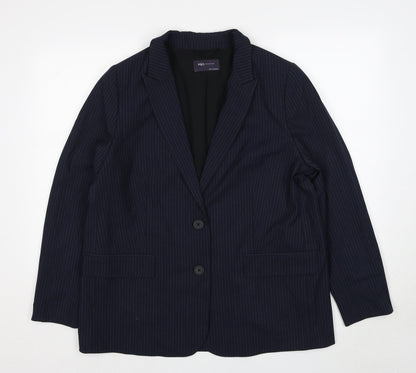 Marks and Spencer Womens Blue Pinstripe Polyester Jacket Suit Jacket Size 20