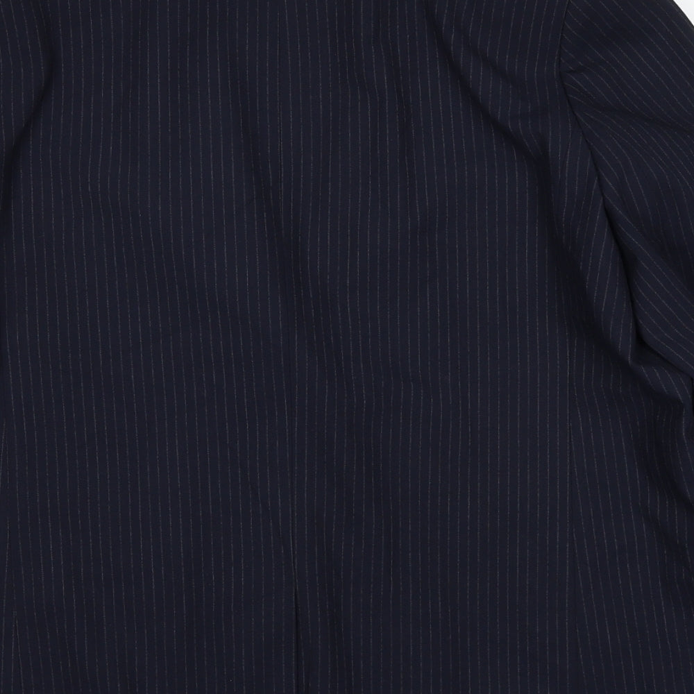 Marks and Spencer Womens Blue Pinstripe Polyester Jacket Suit Jacket Size 18