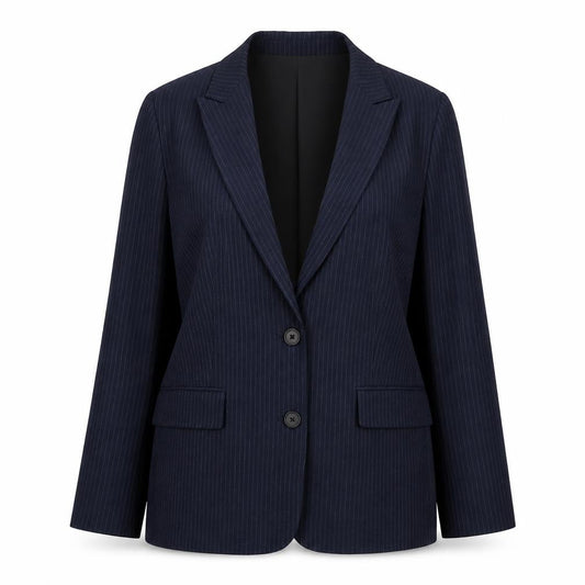 Marks and Spencer Womens Blue Pinstripe Polyester Jacket Suit Jacket Size 12
