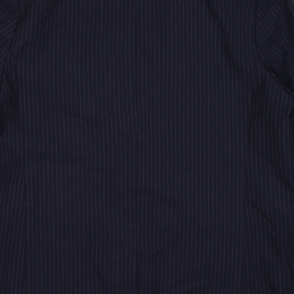 Marks and Spencer Womens Blue Pinstripe Polyester Jacket Suit Jacket Size 12