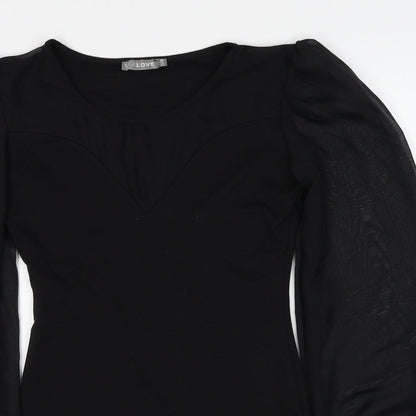 Love Womens Black Polyester A-Line Size S Round Neck Pullover - Size S-M
